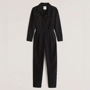 Abercrombie & Fitch Long Sleeves Utility Jumpsuit in Black Size Large Tall NWOT